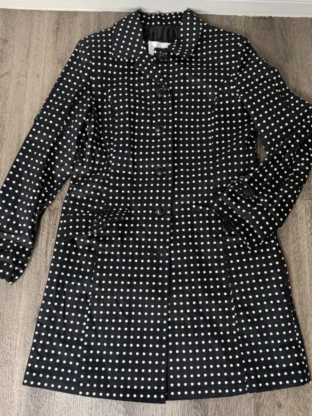 Chadwick’s Black and White Trench Coat Jacket Size 12